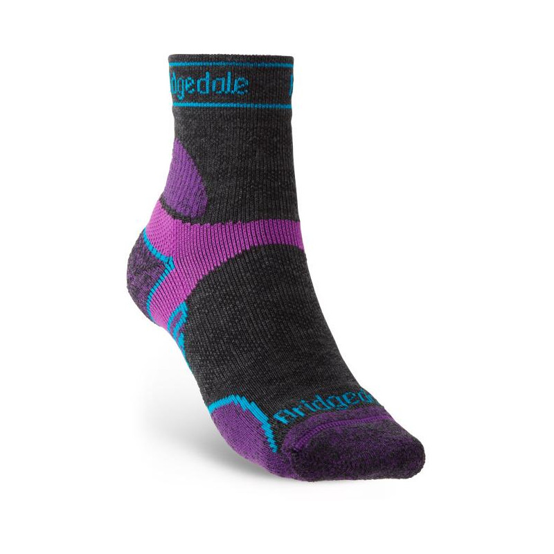 Bridgedale Trail Run LW T2 MS 3/4 Crew Women's Charcoal/Purple Bridgedale Trail Run LW T2 MS 3/4 Crew Women's Charcoal/Purple